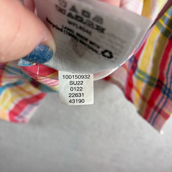 Club Room Short Sleeve Button Down Shirt Men's Large Madras Plaid Preppy Country - Picture 3 of 10